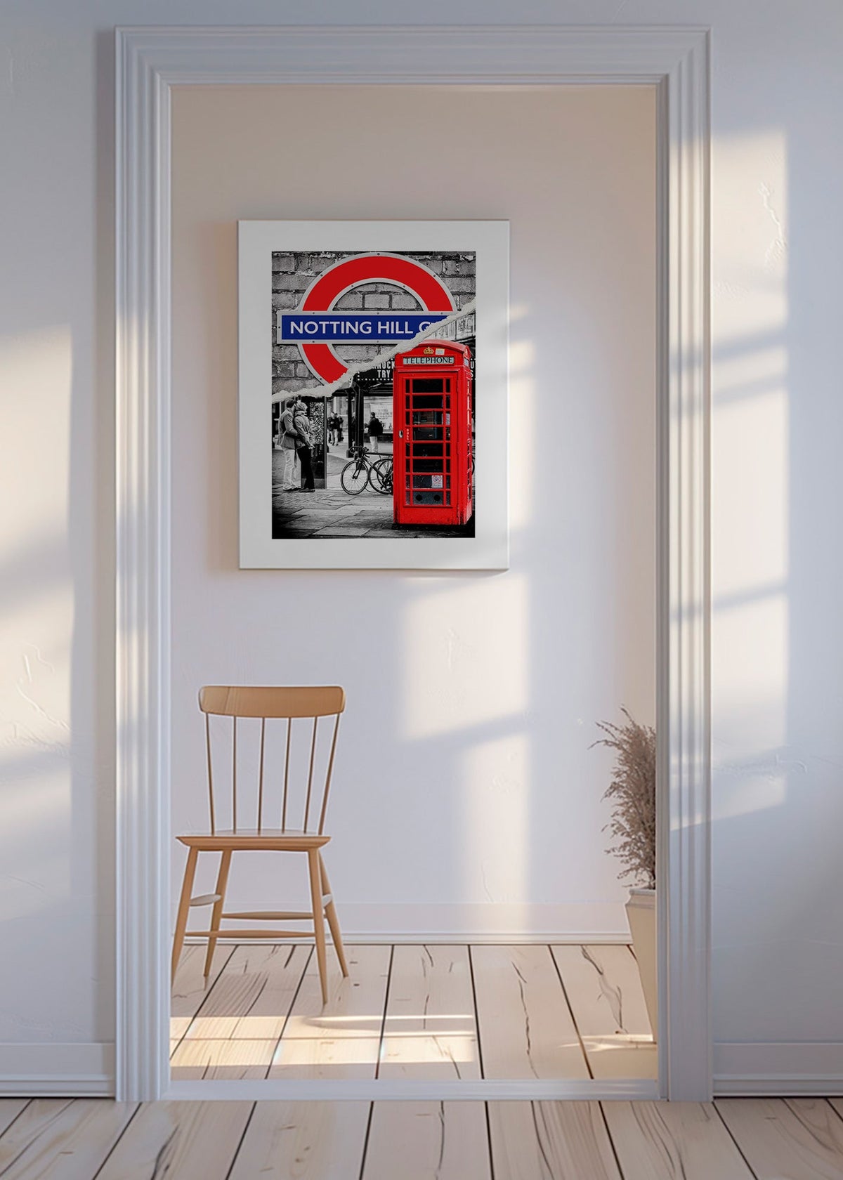 Keuken kunst? Stadskunst met rode telefooncel Notting Hill – Canvas