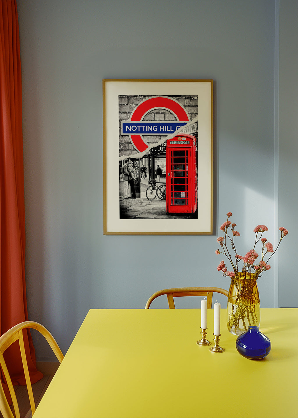 Keuken kunst? Stadskunst met rode telefooncel Notting Hill – Product3