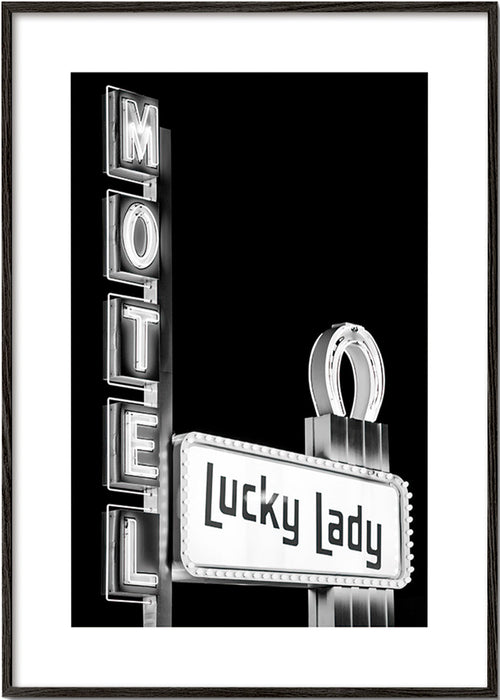 Fotografie Lucky Lady motelneon – Black Frame