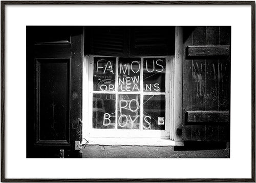 Keuken kunst: New Orleans bord in zwart-wit – Black Frame
