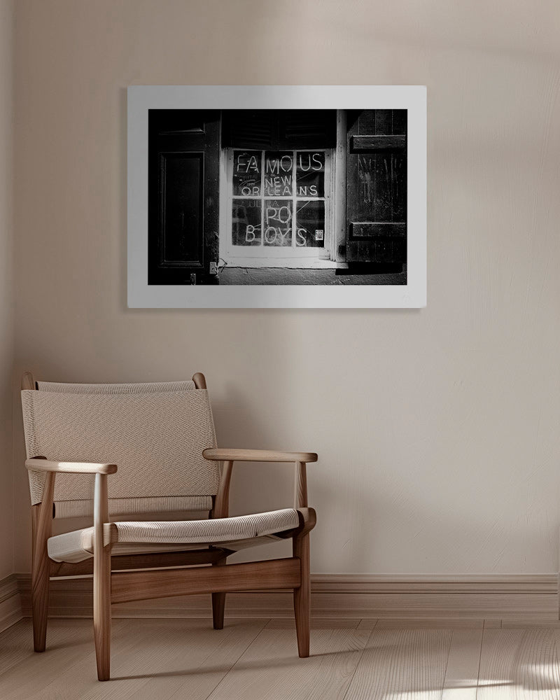 Keuken kunst: New Orleans bord in zwart-wit – Canvas