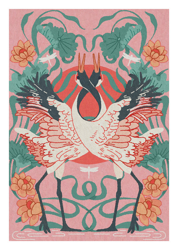 Dieren poster kraanvogels in symmetrie