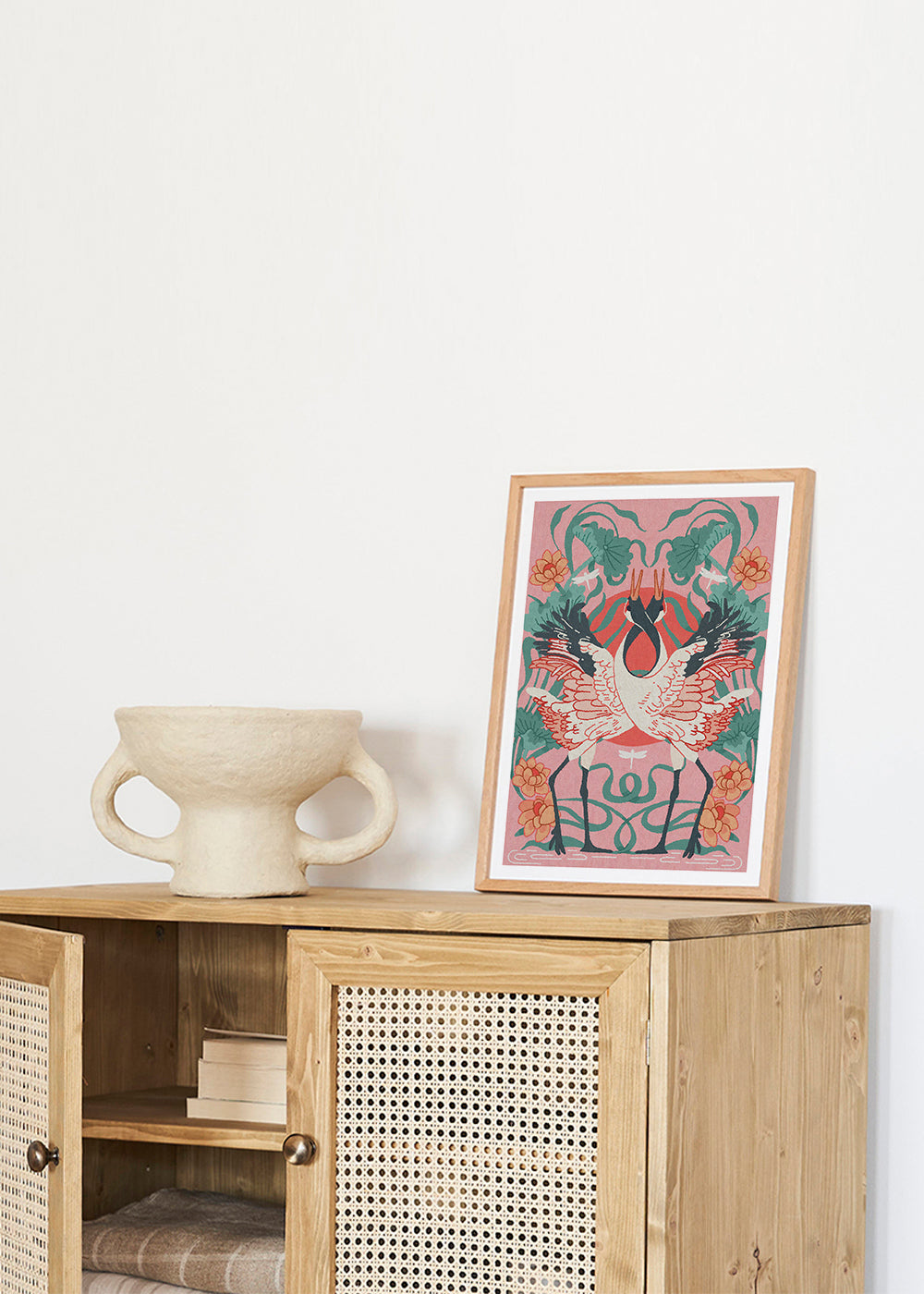 Dieren poster kraanvogels in symmetrie