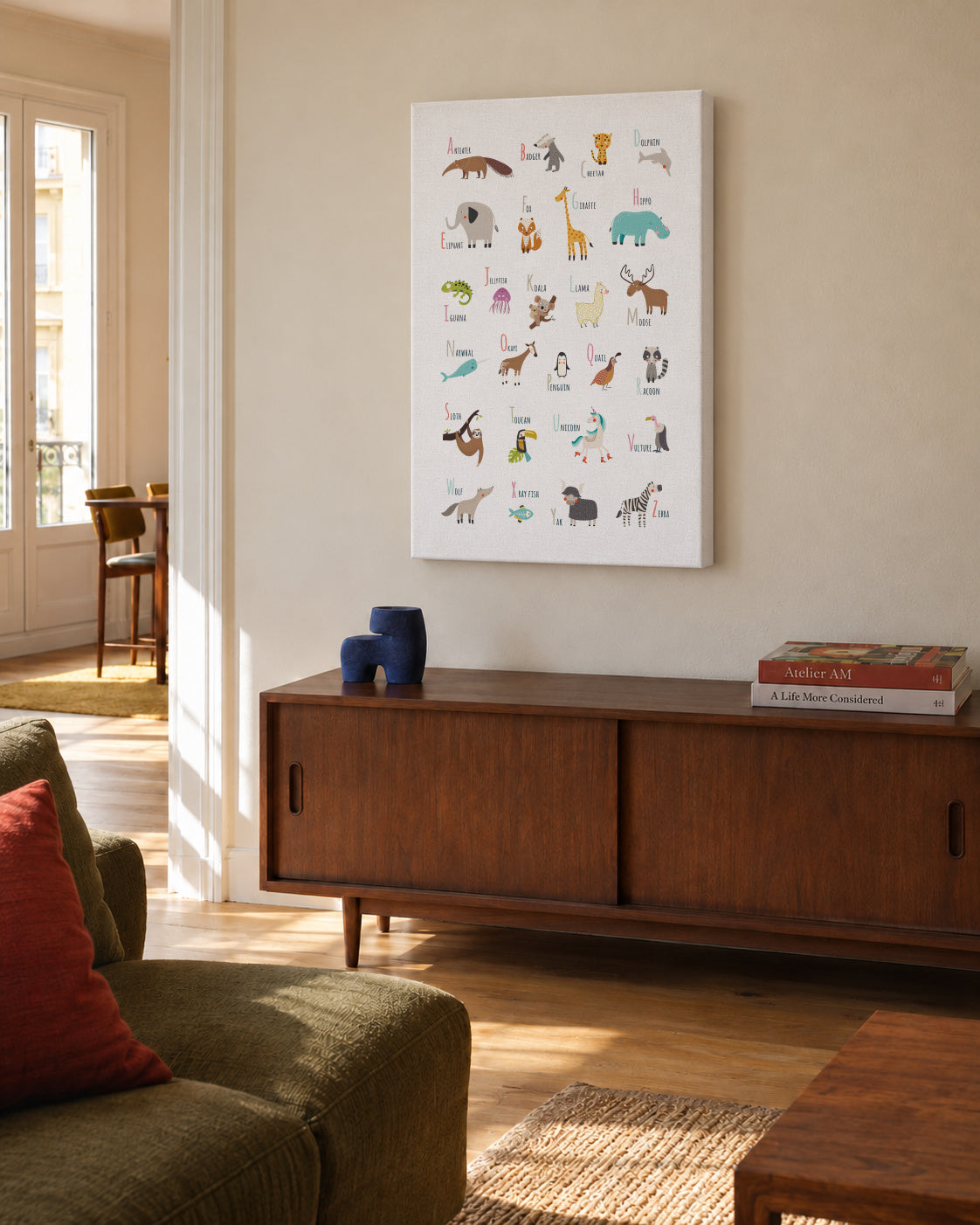 Alphabet Animals (English) - Unframed canvas in an interior