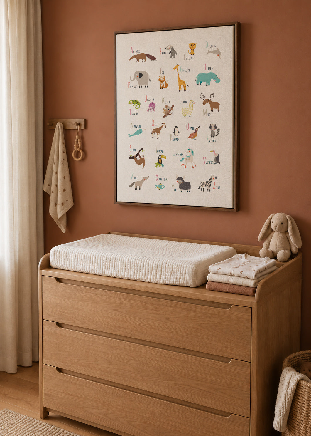 Alphabet Animals (English) - Framed canvas in an interior