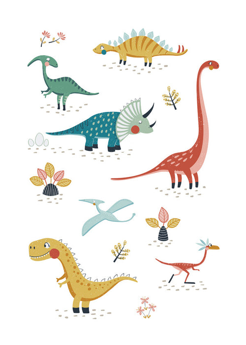Kinderposter met speelse dinosaurussen