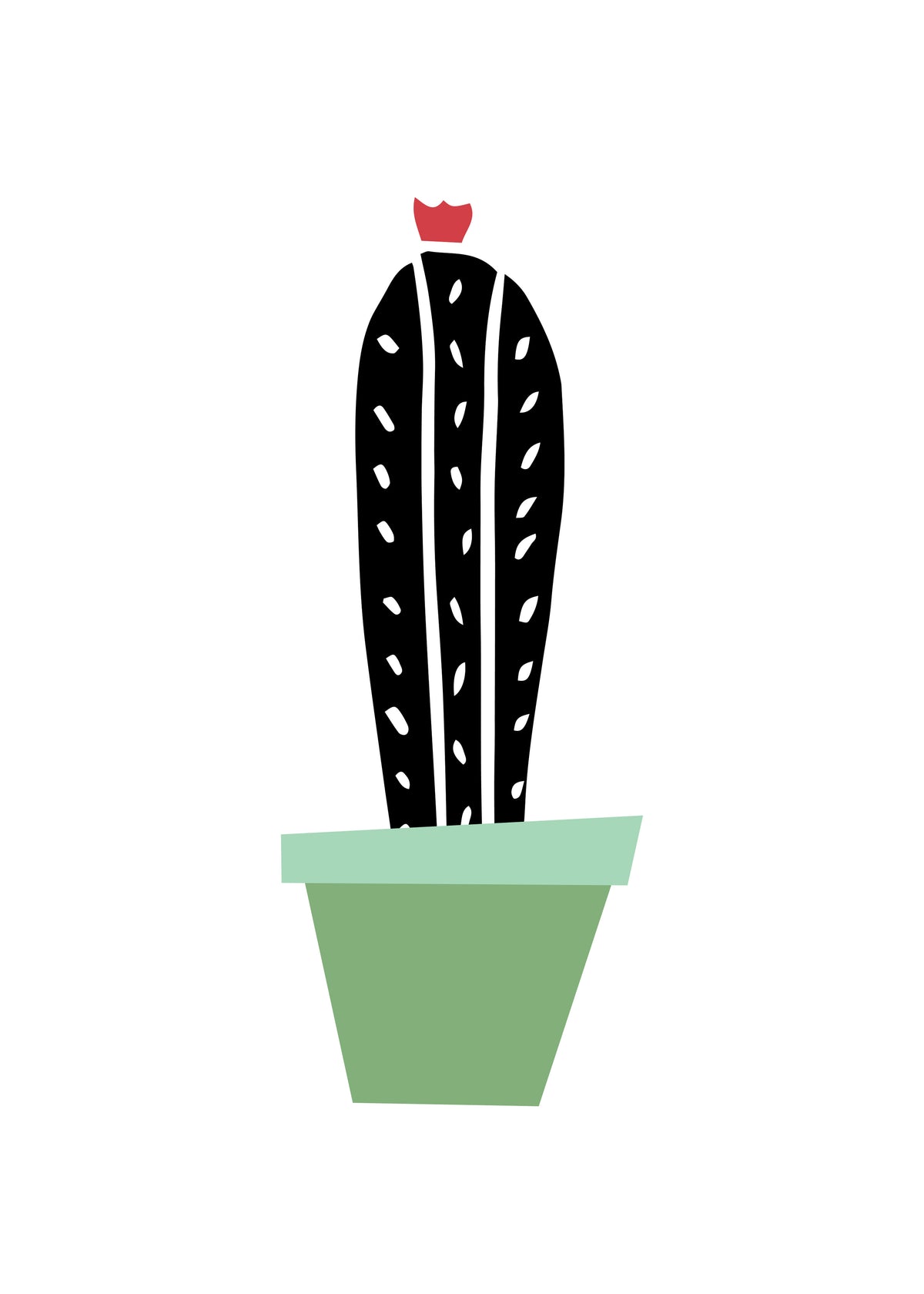 Green pot cactus print - Unframed art print