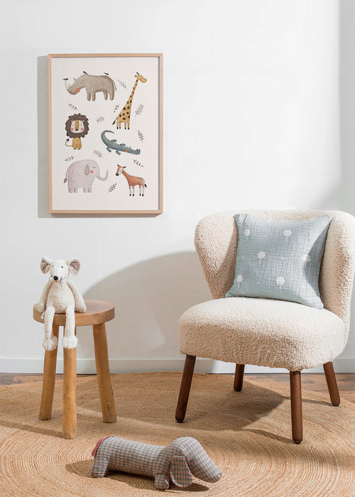 Kinderposter met zachte safari-dieren
