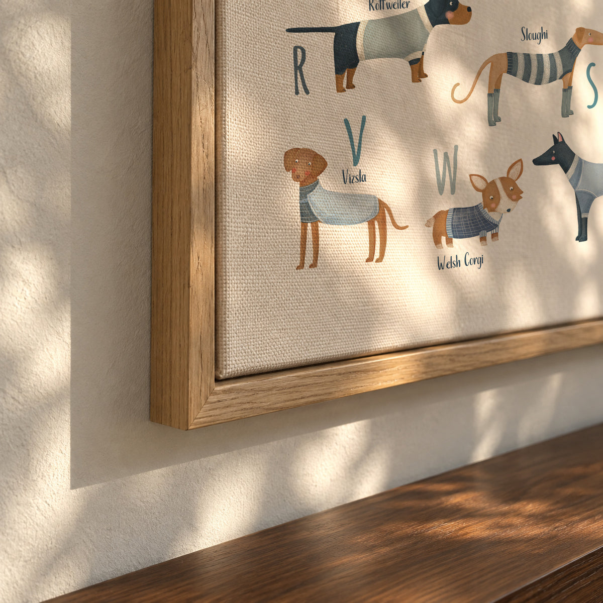 Abecedario con perros (azul) - Framed canvas detail