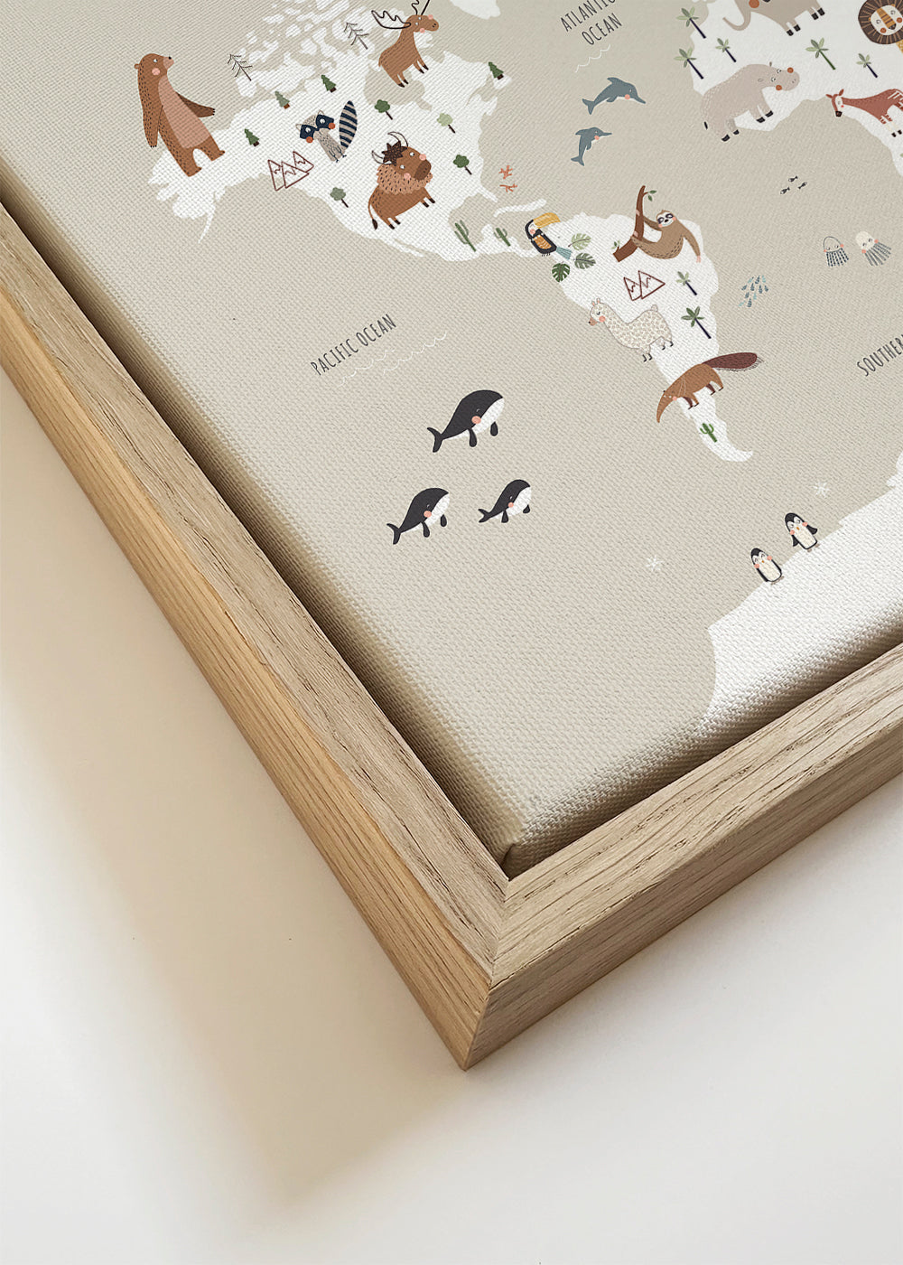 Reisposter: dierenkaart in beige tinten