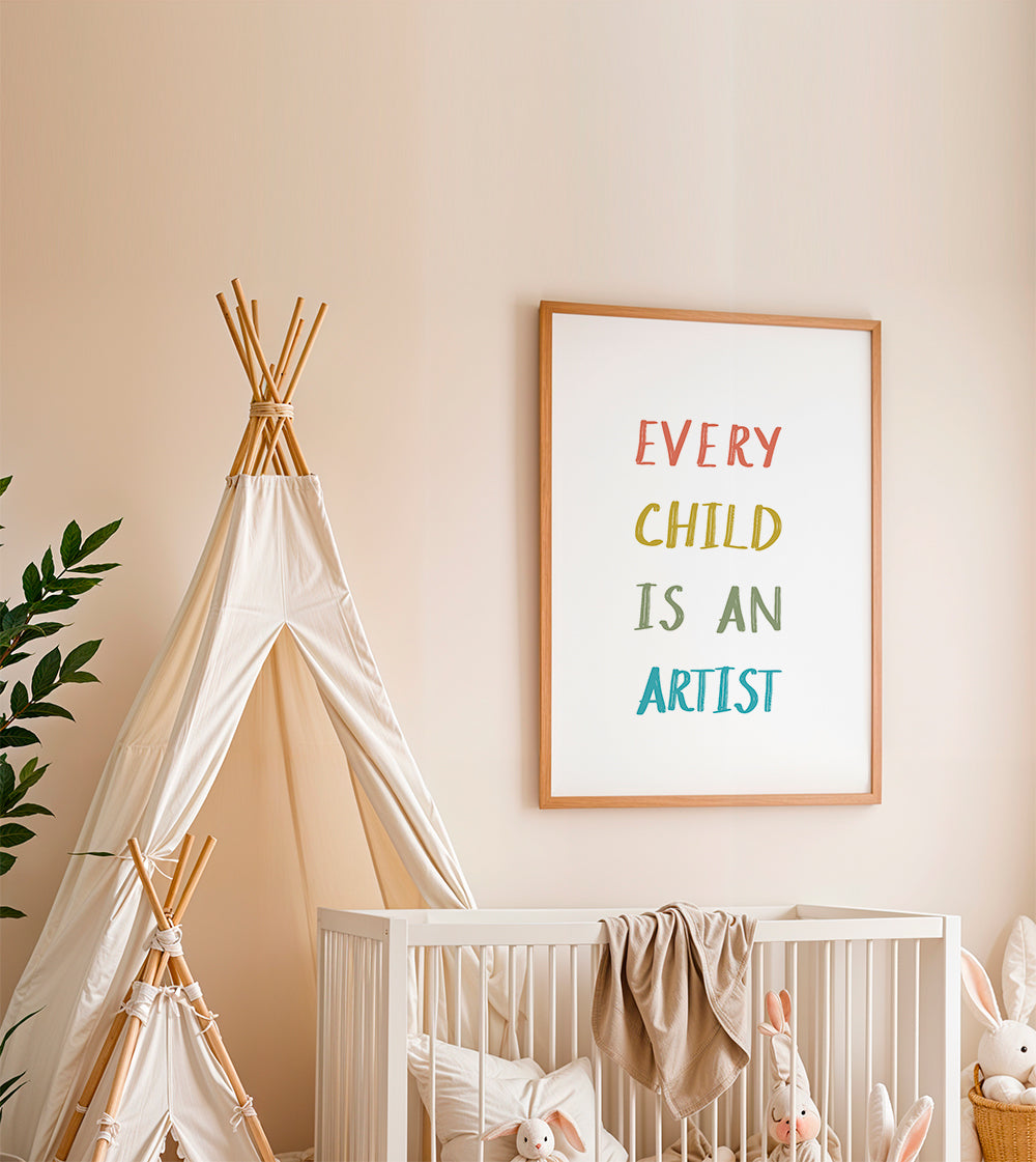 Typografische illustratie Every Child Is An Artist