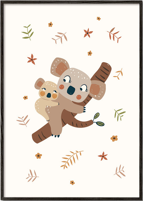 Kinderposter met koala moeder en baby