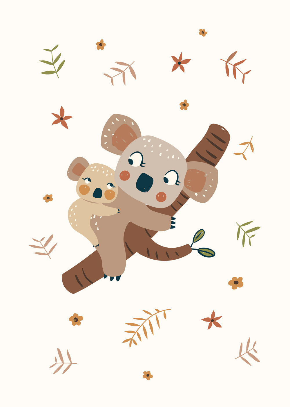 Kinderposter met koala moeder en baby