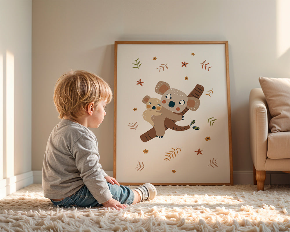 Kinderposter met koala moeder en baby