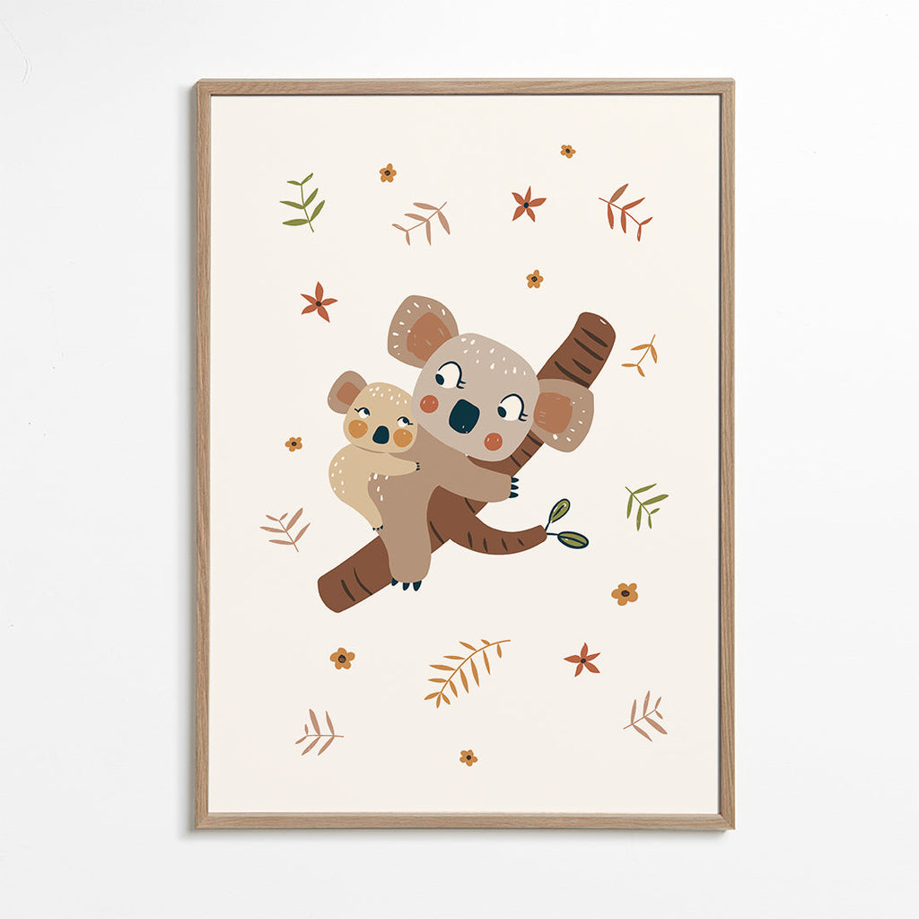 Kinderposter met koala moeder en baby
