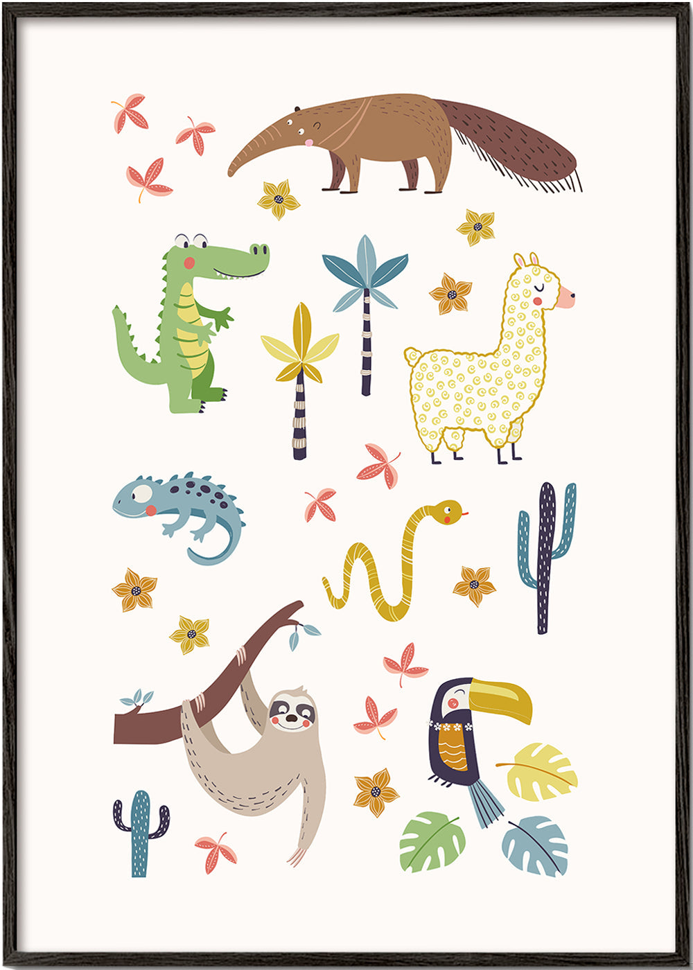 Kinderillustratie Zuid-Amerikaanse dieren vrolijk