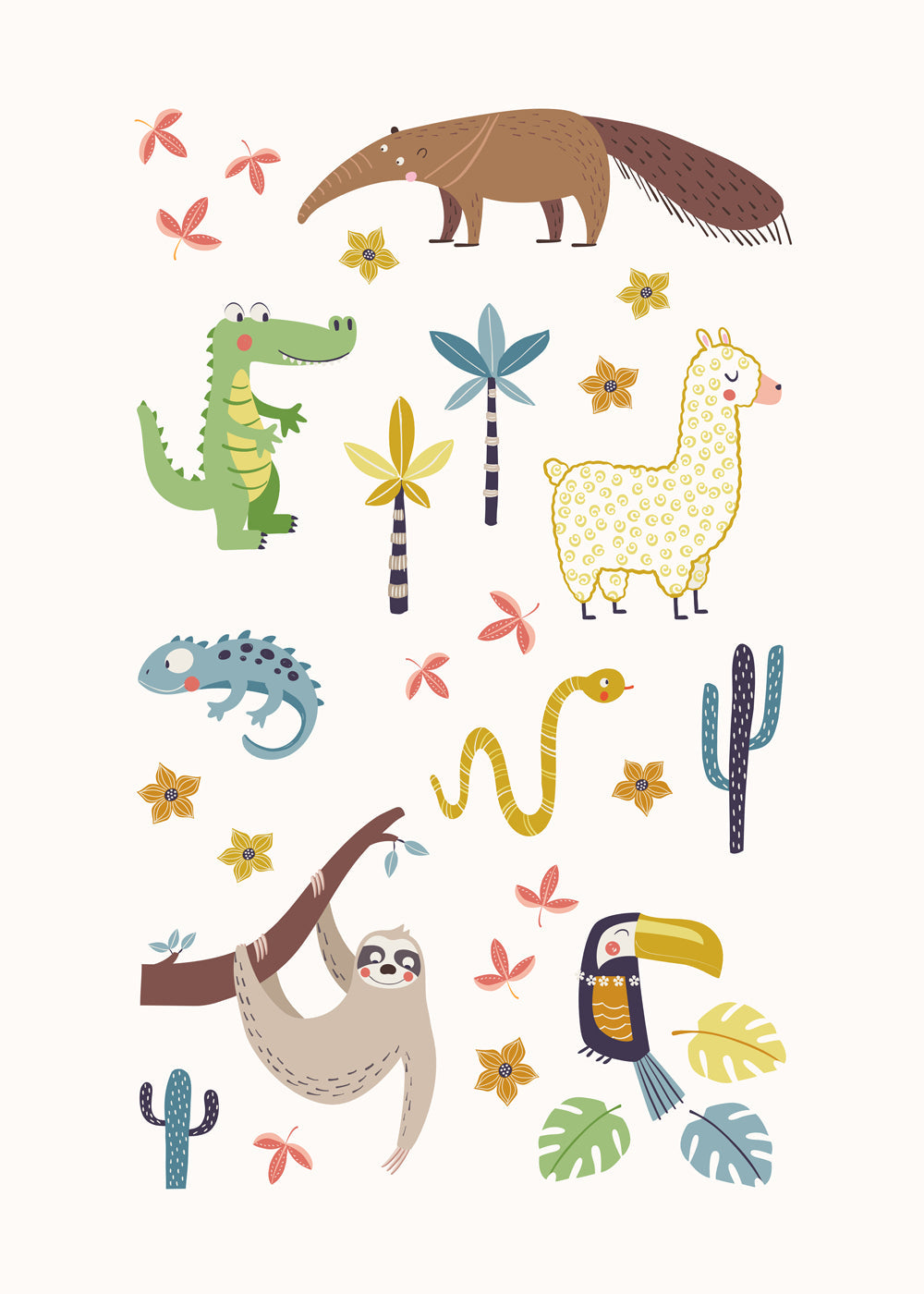 Kinderillustratie Zuid-Amerikaanse dieren vrolijk