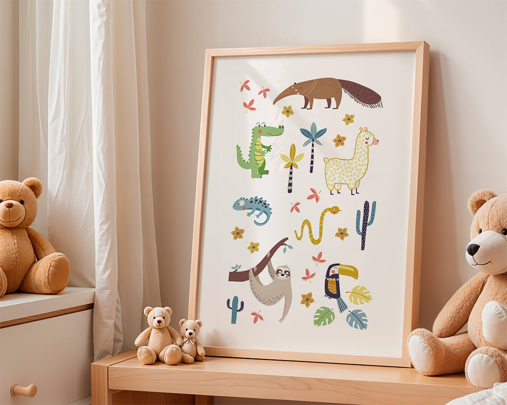 Kinderillustratie Zuid-Amerikaanse dieren vrolijk