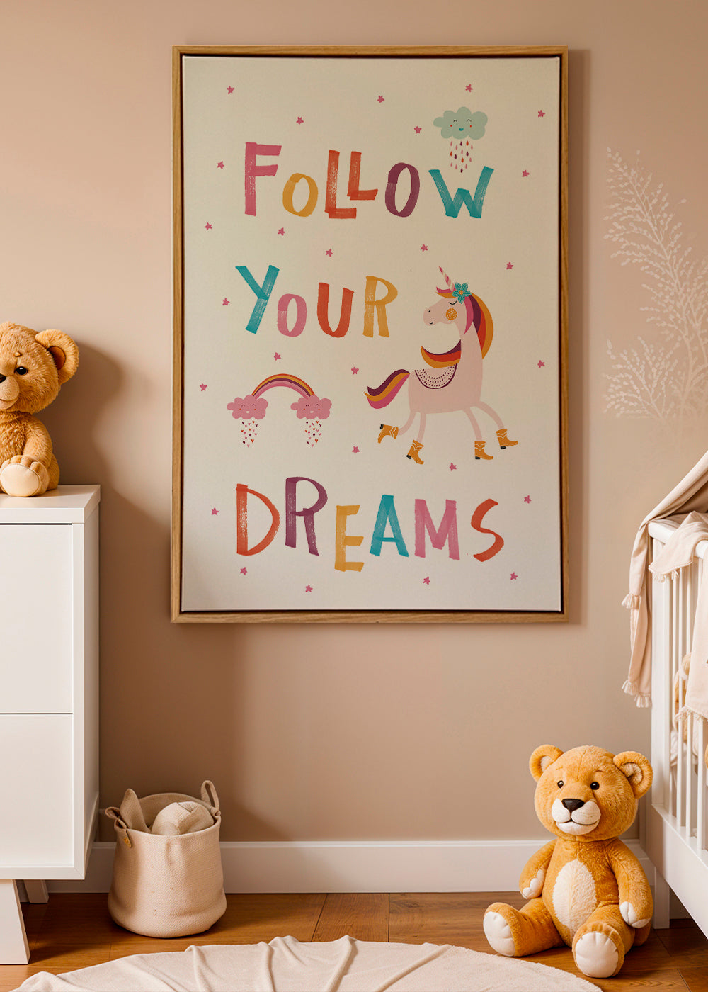 Kinderprint eenhoorn pastelkleuren