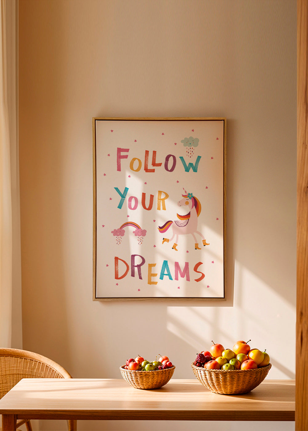 Kinderprint eenhoorn pastelkleuren