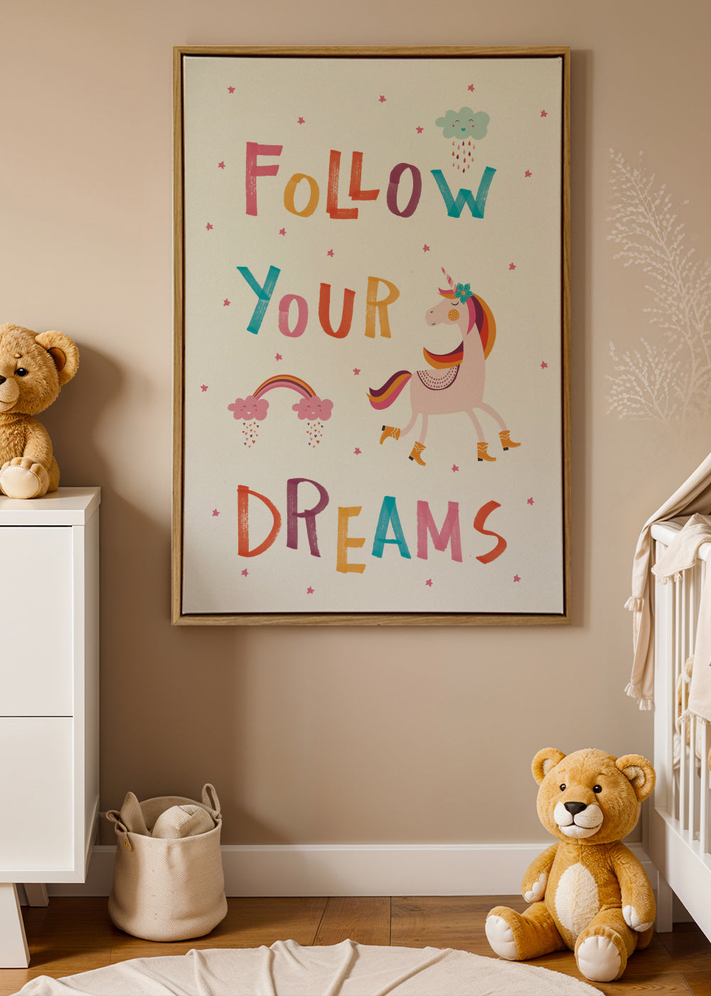 Follow your dreams quote - Framed canvas in an interior