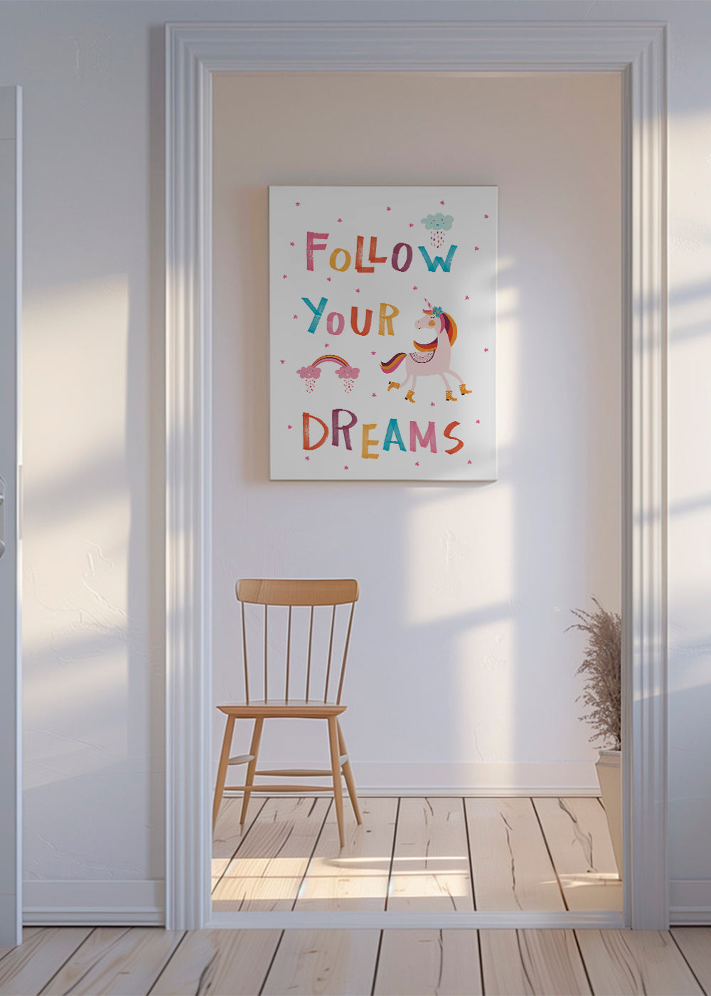 Kinderprint eenhoorn pastelkleuren