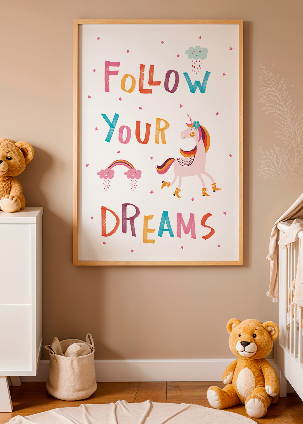 Kinderprint eenhoorn pastelkleuren