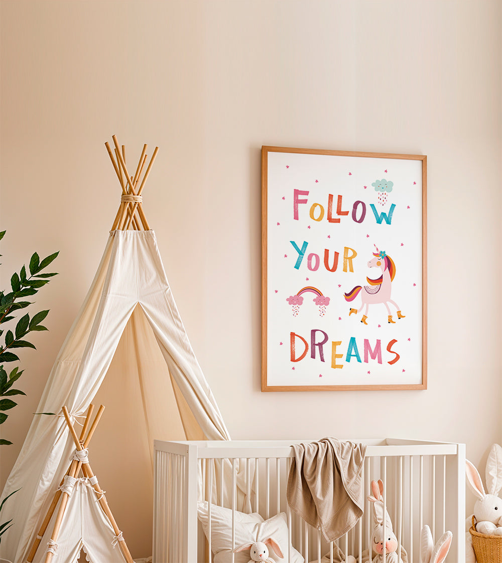 Kinderprint eenhoorn pastelkleuren