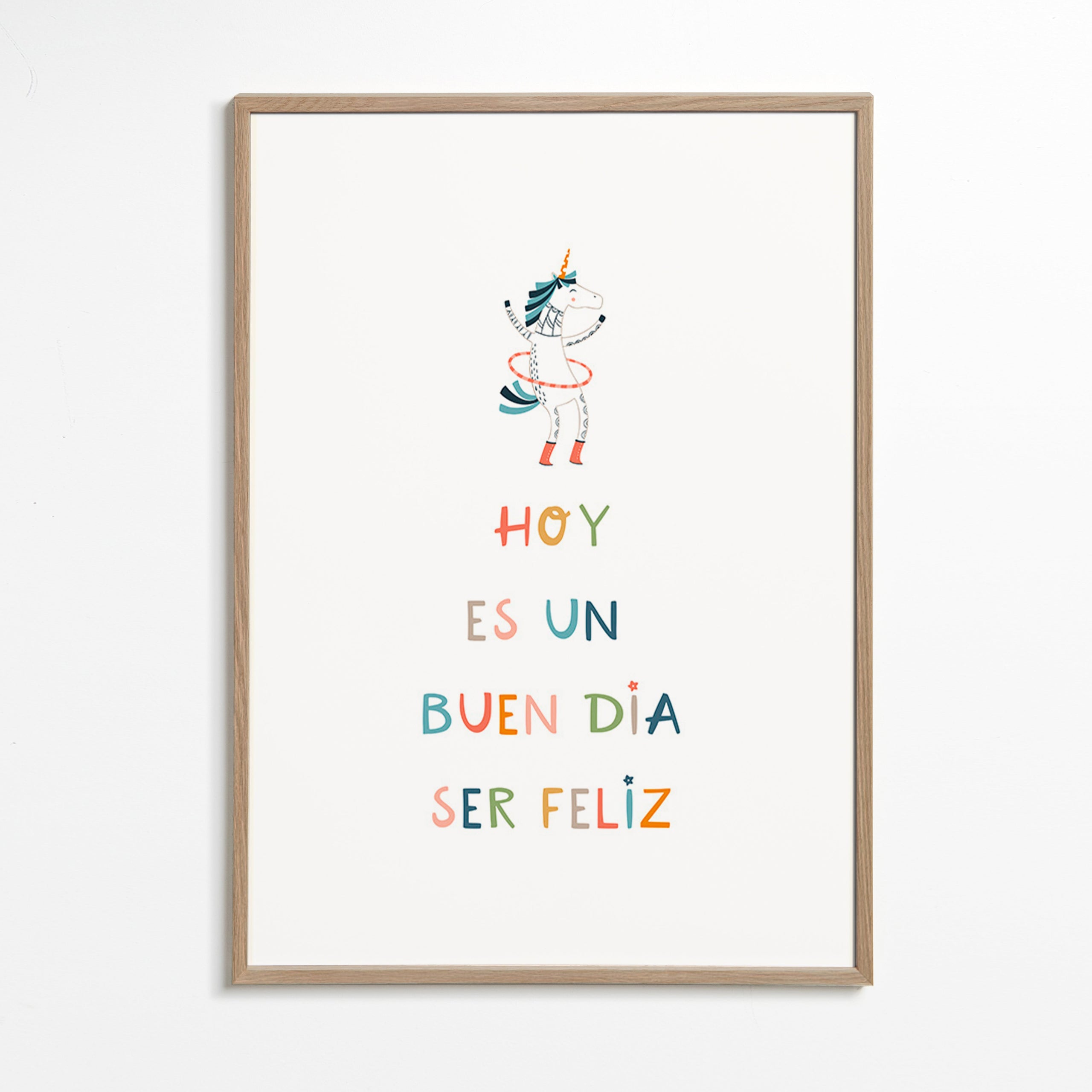Kinderposter met eenhoorn en typografische tekst