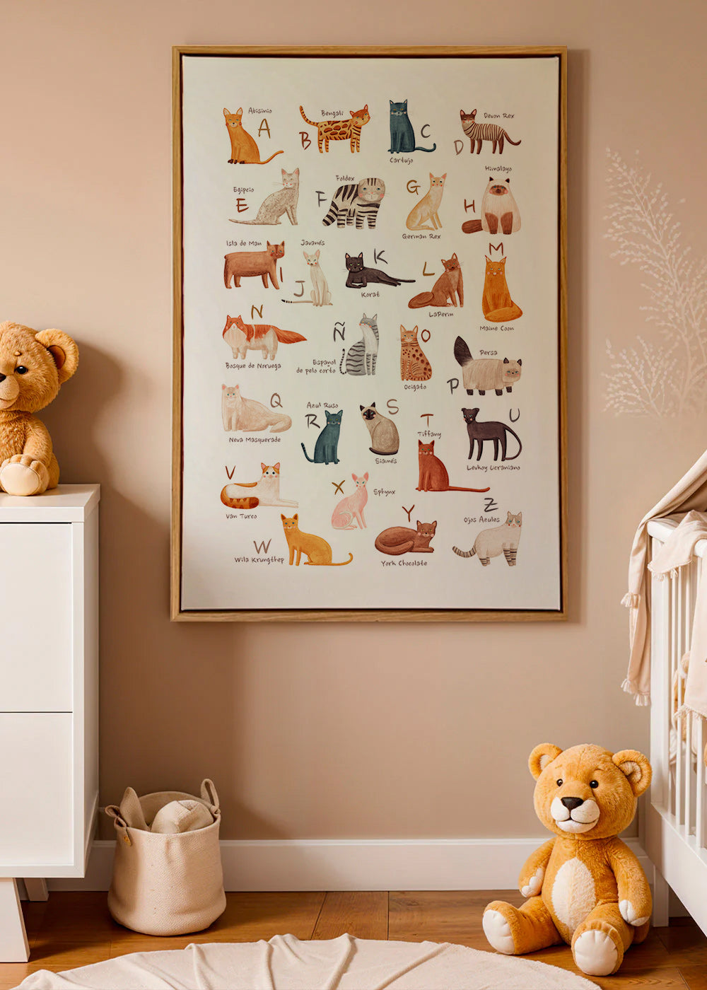 Kinderposter Geïllustreerd kattenalfabet