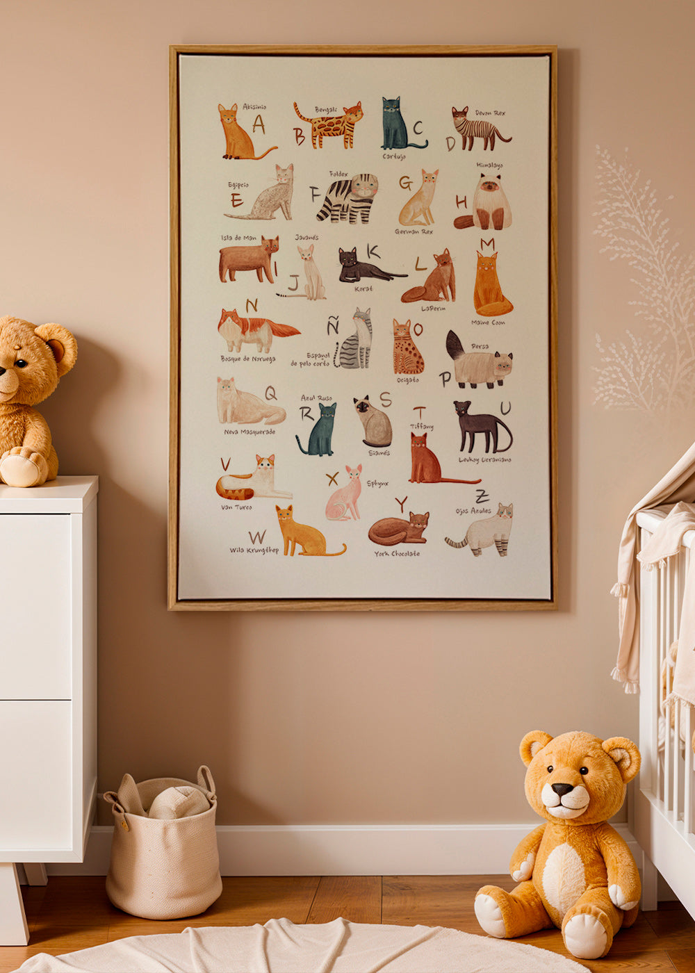 Kinderposter Geïllustreerd kattenalfabet