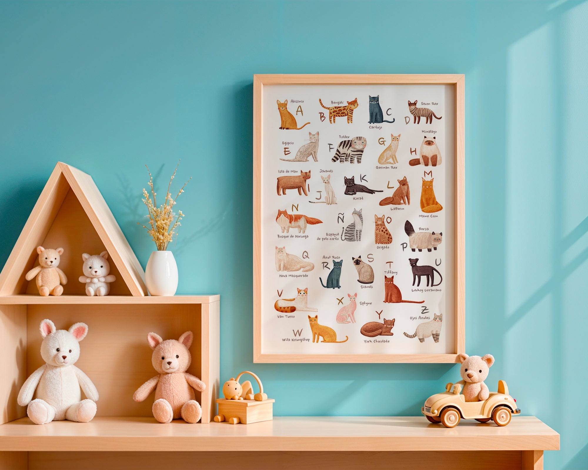 Kinderposter Geïllustreerd kattenalfabet