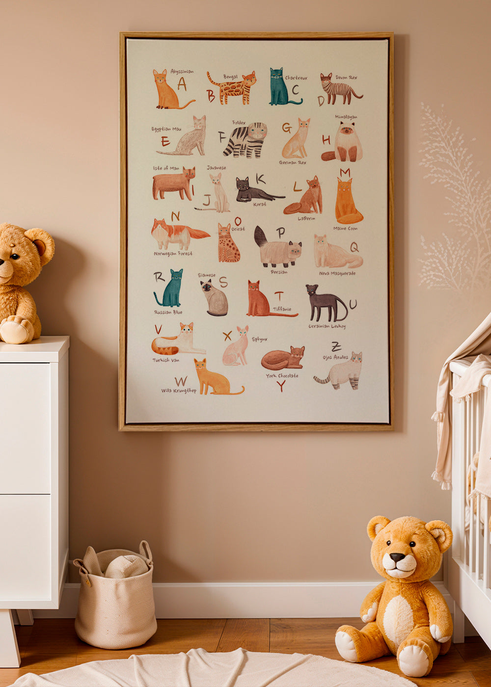 Kinderposter: geïllustreerd kattenalfabet