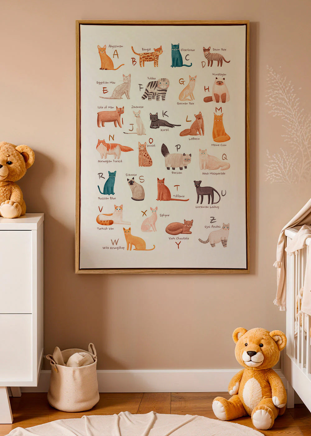 Kinderposter: geïllustreerd kattenalfabet