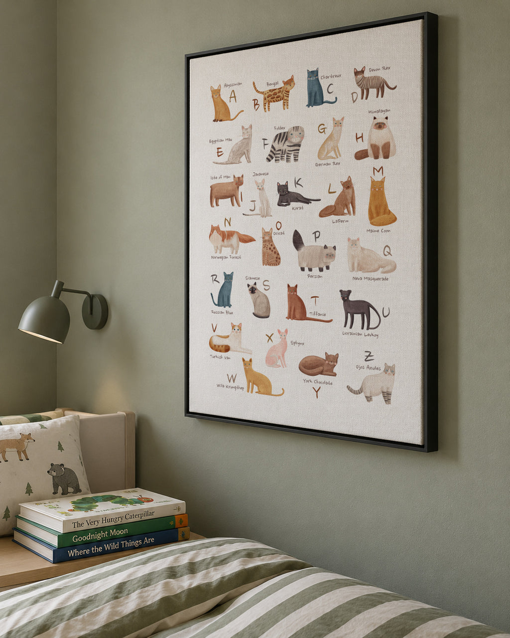 Abecedario gatos (ingles) - Framed canvas in an interior