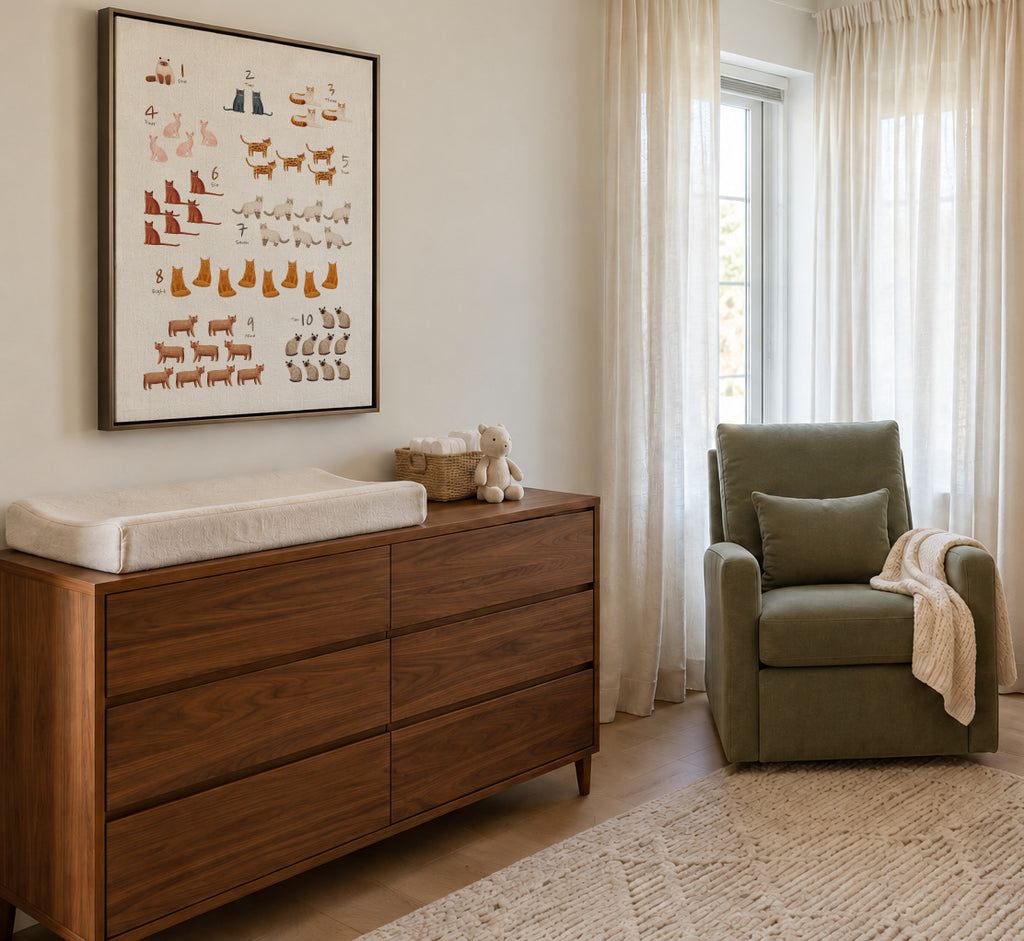 Números de 1 al 10 gatos (ingles) - Framed canvas in an interior