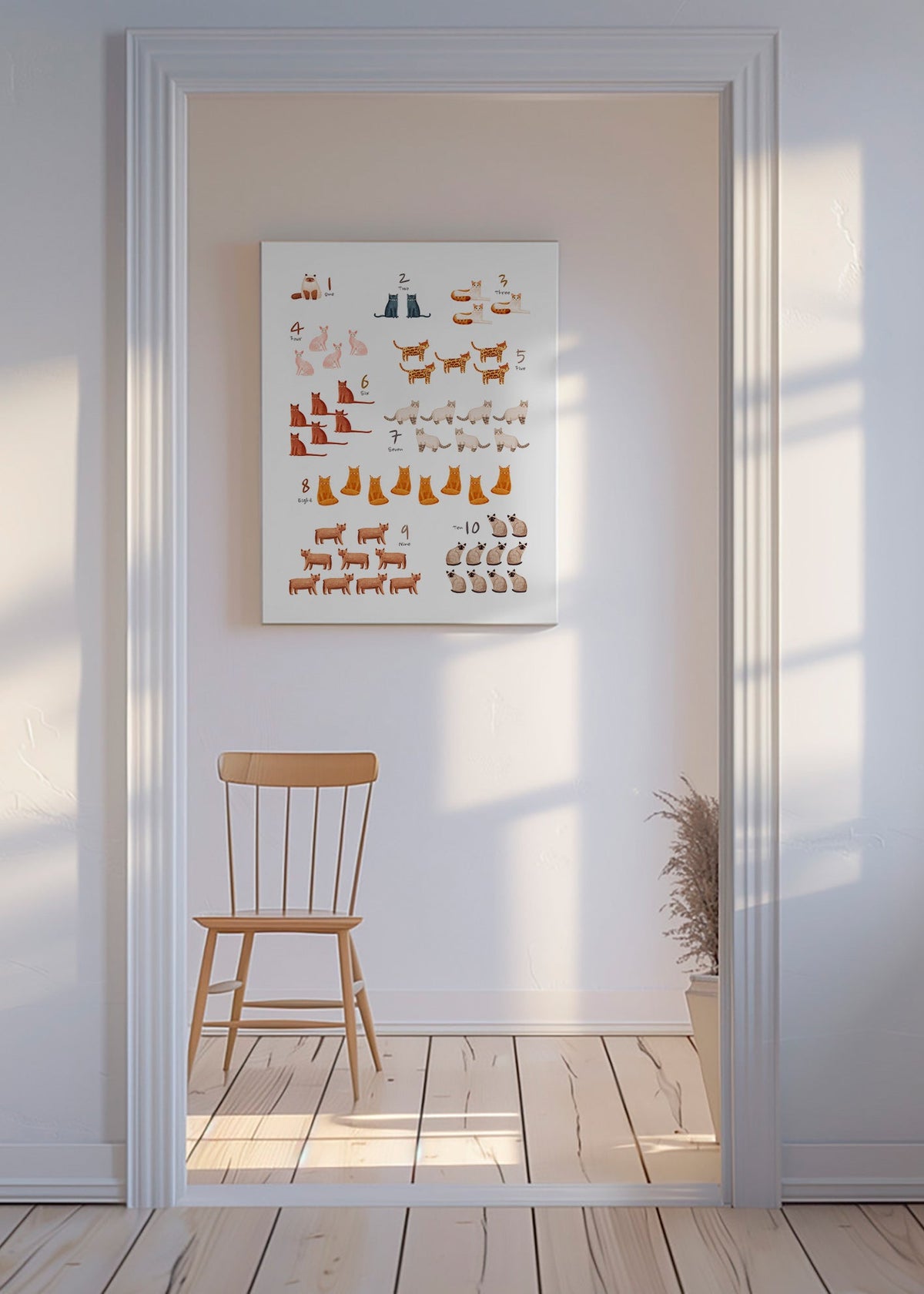 Kinderposter cijfers met geïllustreerde katten