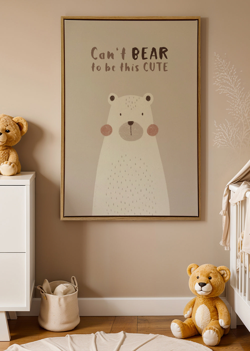 Cute Bear beige color - Framed canvas in an interior