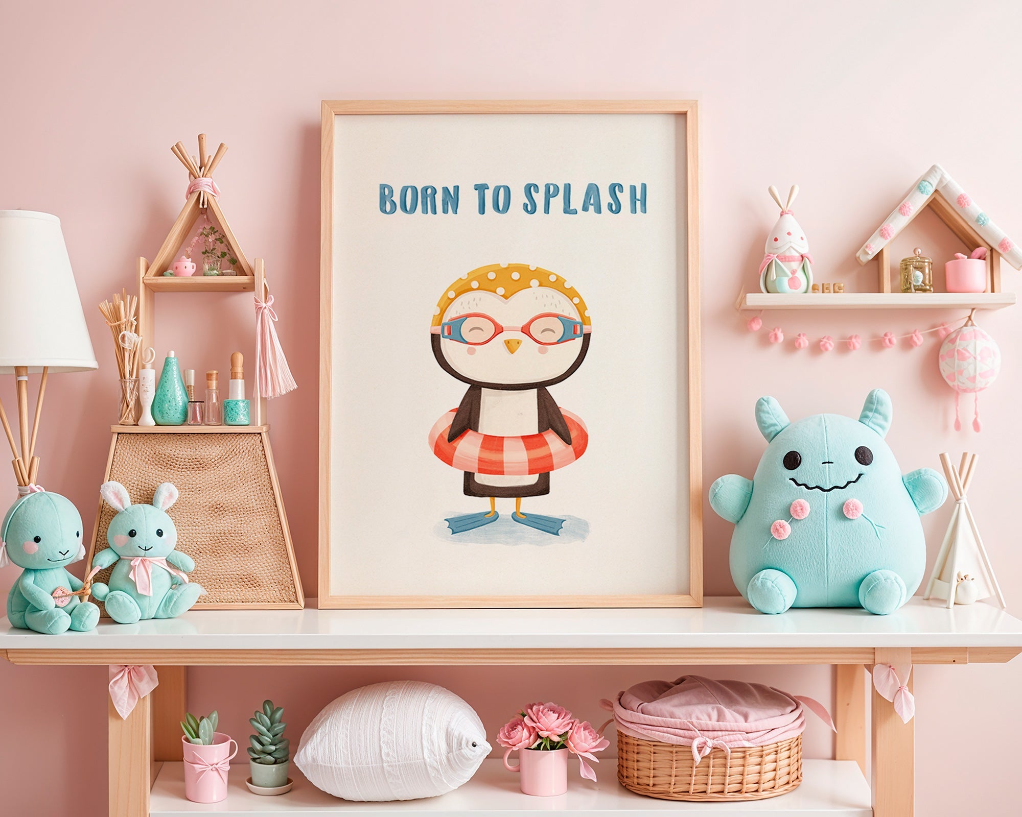 Kinderposter: vrolijke pinguïn