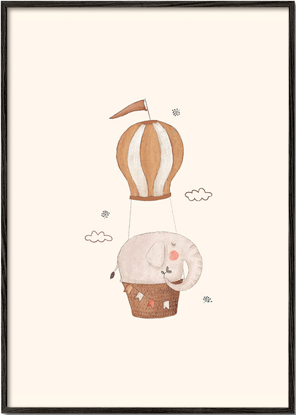 Kinderposter olifant in luchtballon