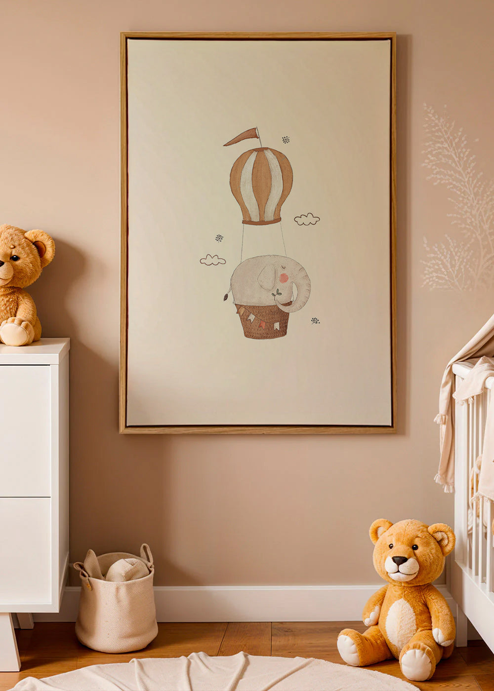 Kinderposter olifant in luchtballon