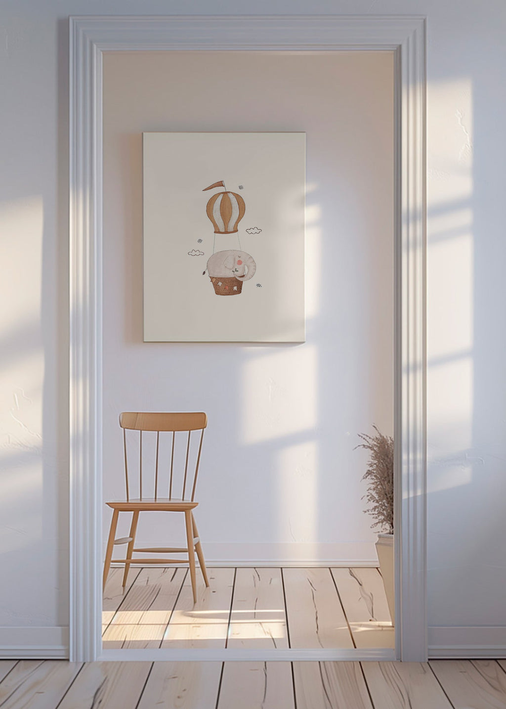 Kinderposter olifant in luchtballon