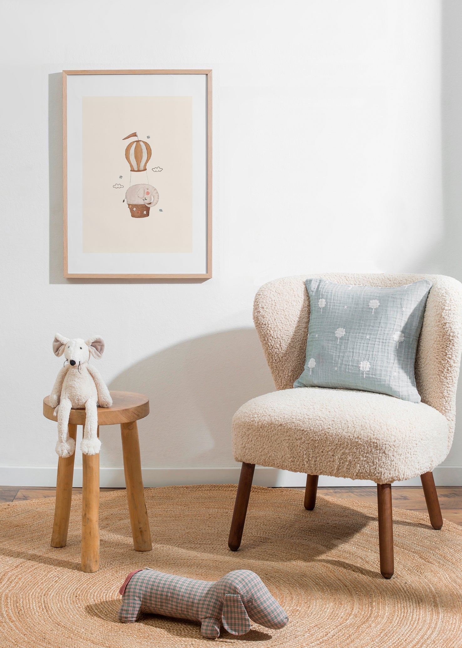 Kinderposter olifant in luchtballon