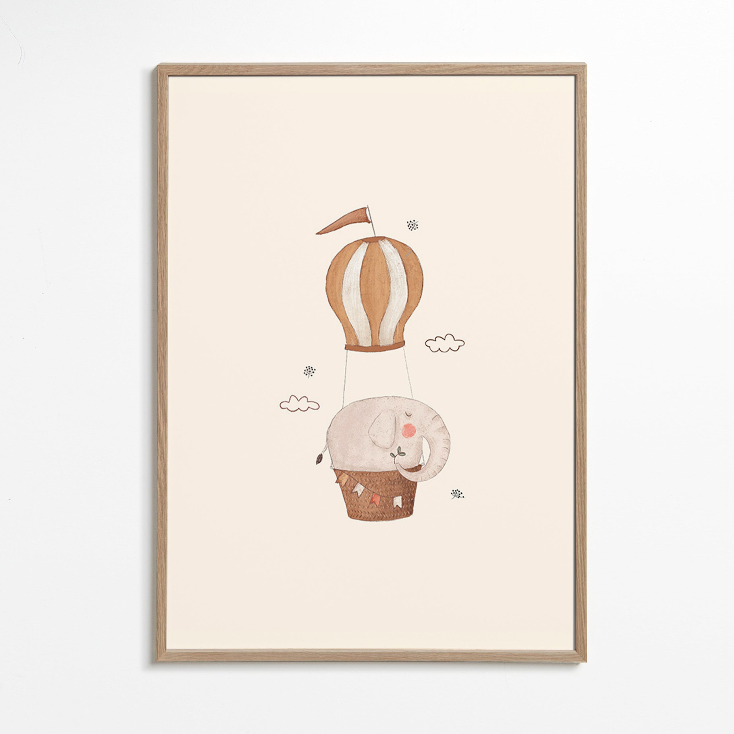 Kinderposter olifant in luchtballon