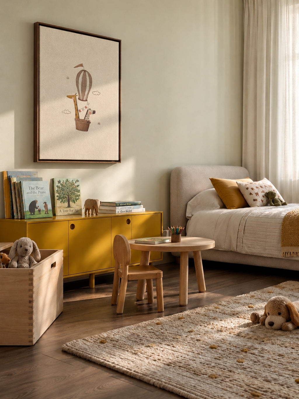Balloon giraffe and elephant - Framed canvas in an interior