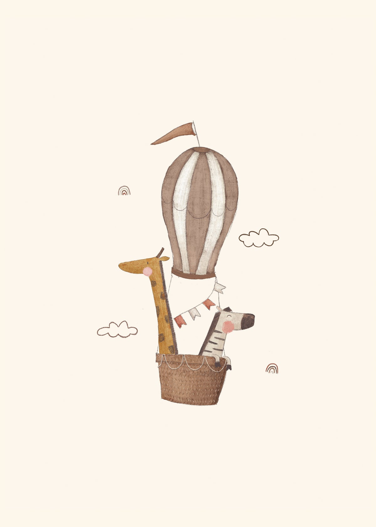 Balloon giraffe and elephant - Unframed art print