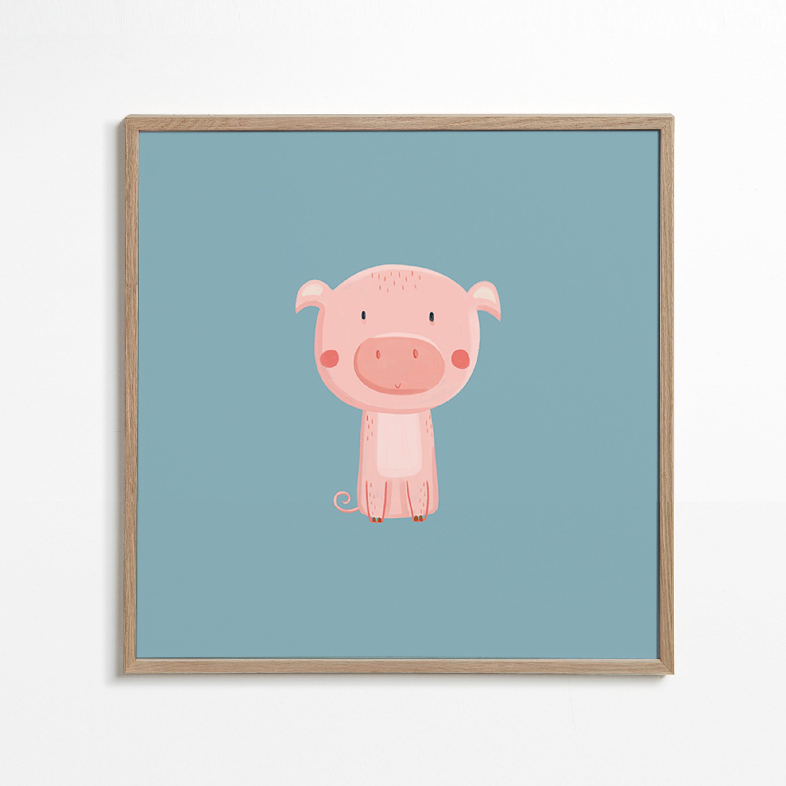 Kinderposter met roze biggetje in het midden