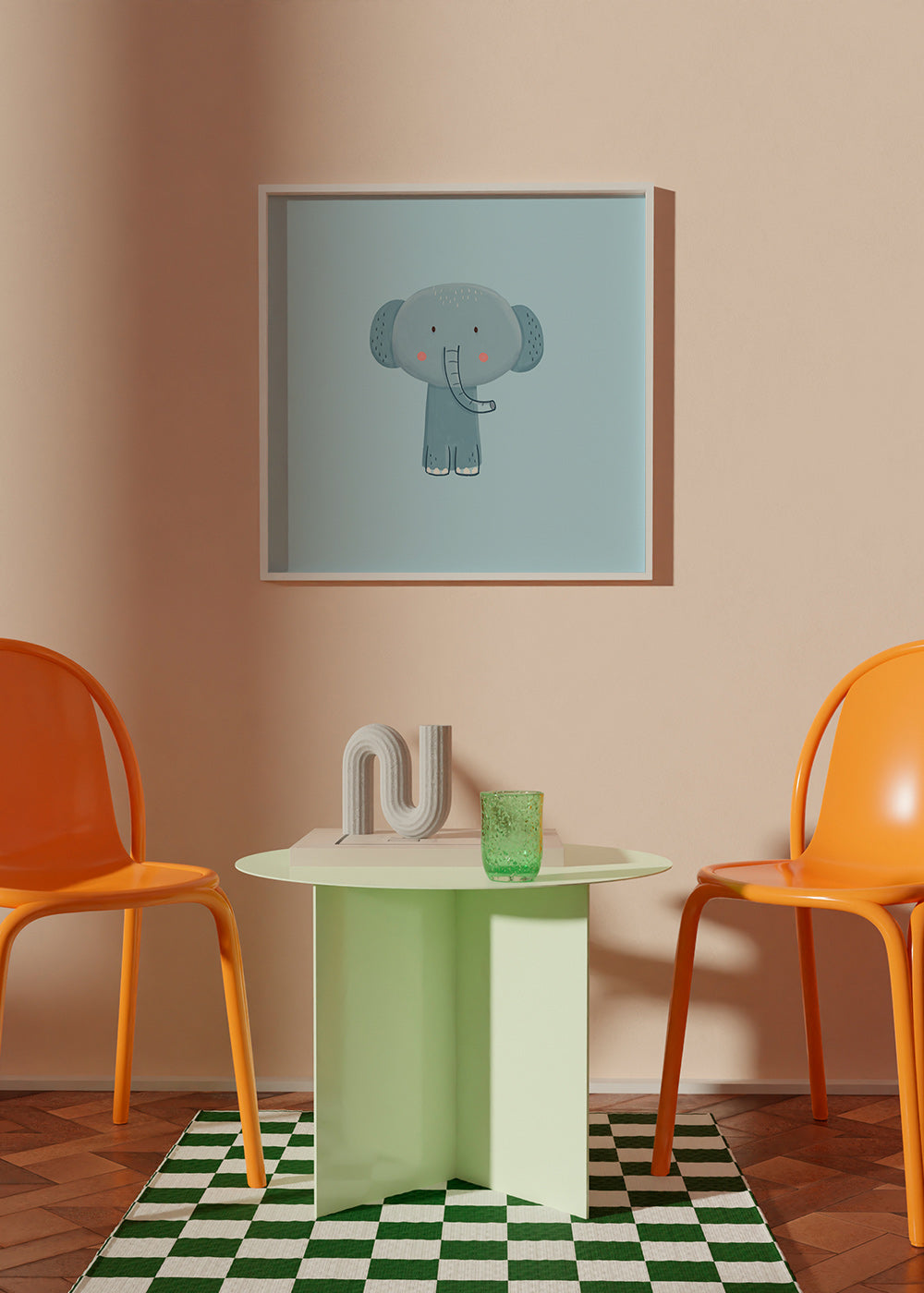 Kinderposter met blauwe olifant
