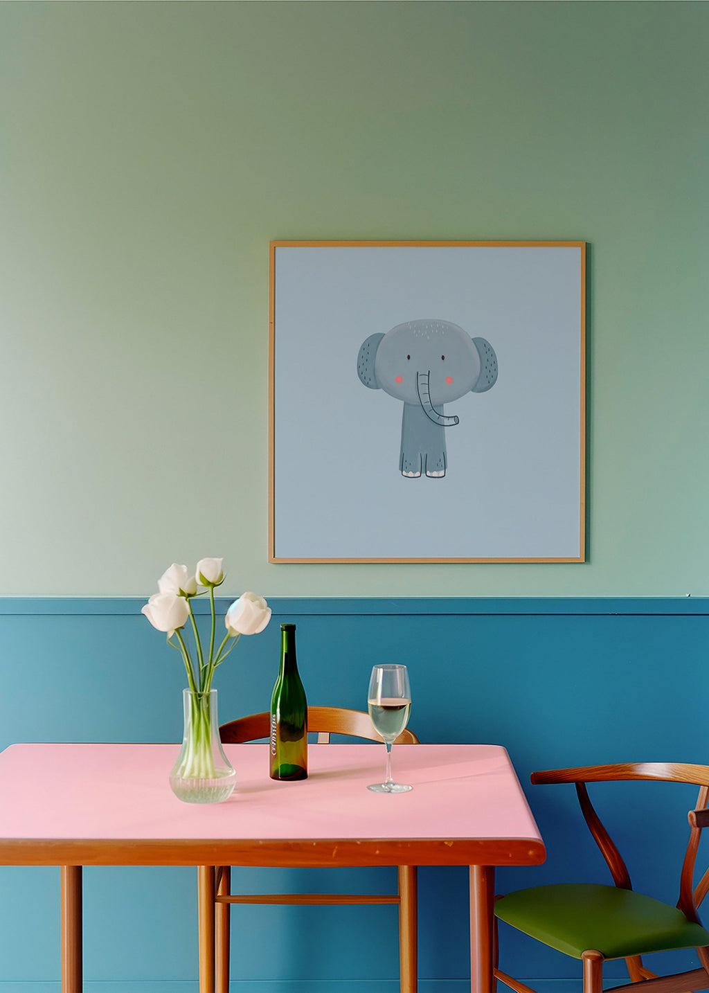 Kinderposter met blauwe olifant