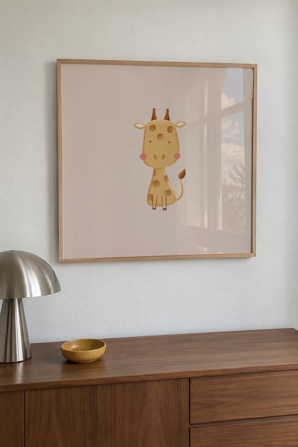 Giraffe - Framed poster in an interior